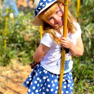 Simply adorable 3 piece Max Studio blue/white polka dot set. Girls size 5/6